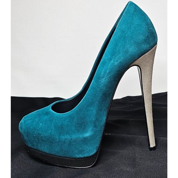 Giuseppe Zanotti Tricolor Suede Nana Platform Pumps. - Picture 9 of 11